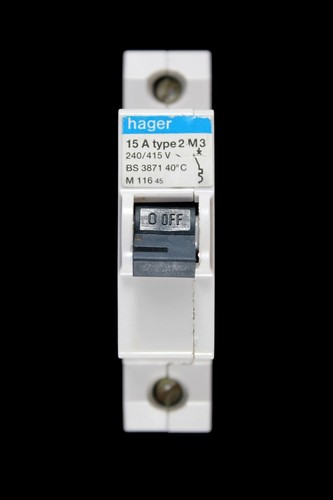 Hager amp type m3 mcb - 15,