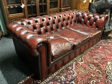 Oxblood Leather Chesterfield Sofa Red 3 Seater