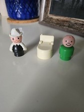 Fisher Price Vintage Fireman & Village Man Plus Toilet For Camper Van