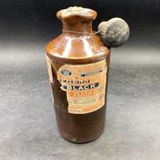 STEPHENS INK BOTTLE Brown Stoneware Office Fluid 6" Blue-Black Label Stopper