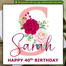 BIRTHDAY CARD personalised female adult her 40th 50th 60th 70th 80th 90 ANY NAME