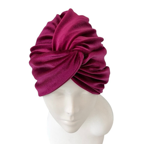 Dark pink velvet - dark, turban
