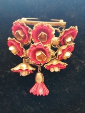 Vintage 1940s Jakob Bengel? Articulated  Brooch Brass & Lucite.
