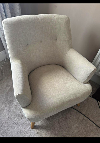 Beige solid fabric upholstered - fabric,