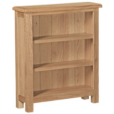 Baysdale Rustic Oak Low Wide Bookcase –3 Shelf Oak Storage Unit 82cm Fully Built