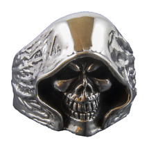 Grim Reaper Skull Ring .925 silver Biker Heavy Metal Gothic Punk.