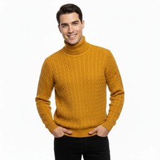 Mens Cable Knit Turtle Polo
