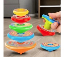 Kids stacked spinning tops - spinning,