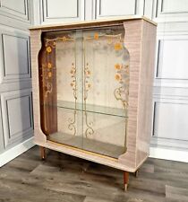 Retro Vintage Mid Century Glass Wood Gin Display China Cabinet - Drinks Cocktail