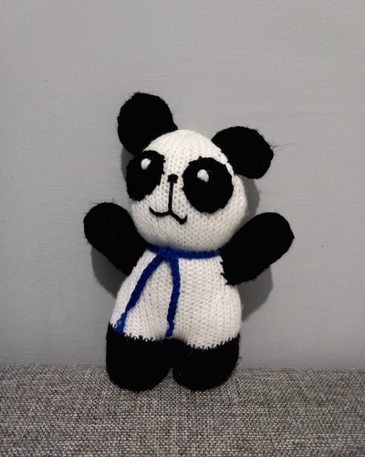 Hand knitted panda soft toy - panda,