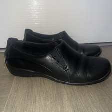 Clarks Womens Coffee Cake Black Leather Elasticated Slip On Leather Smart UK 3