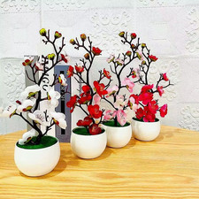 2025 HOT Artificial Bonsai Small Tree Potted Plants Fake Flowers Home Decor