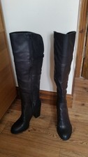 Dorothy Perkins black over knee Zip Up Boots block heel 6/39 new without tags 