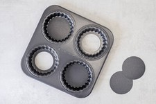 Master Class Non-Stick Four Hole Loose Base Fluted Mini Tartlet