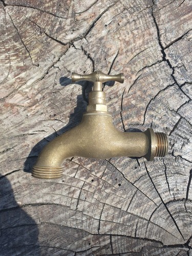 Vintage brass bib tap - brass,