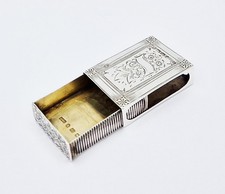 RARE VICTORIAN STERLING SILVER MATCHBOX VESTA CASE Birmingham 1882