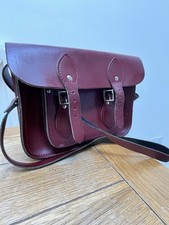 Cambridge Company Real Leather Satchel 11 in, Brown, no tags. Cloth storage bag