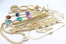 Gold Tone Jewellery 1980s Stone Set Statament Bangle x 25