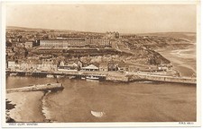Postcard North Yorkshire Whitby West Cliff Harbour Pier Sea FMS Sutcliffe photo