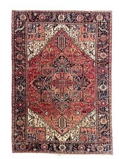VINTAGE & CLEANED HERIZ RUG HAND MADE PERSIAN WOOL TRIBAL CARPET 11'5" x 8'