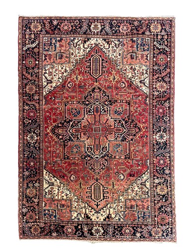 Vintage cleaned heriz rug - vintage,