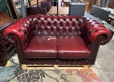 2 seater red leather