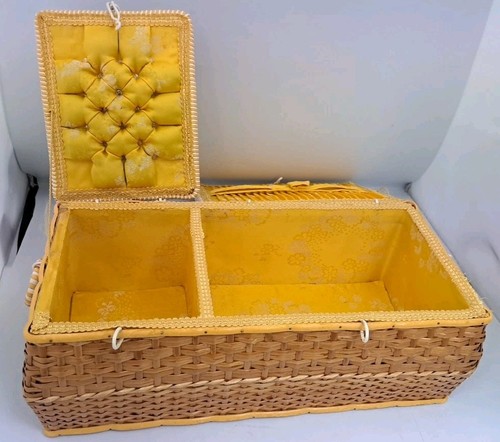 Vintage twin lid wicker sewing