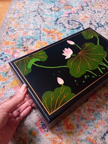Vintage black lacquered velvet - lacquered,