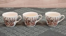 WOOD & SONS Tea Cups Coffee Vintage Earthenware Dorset Floral Clover Set Of 3