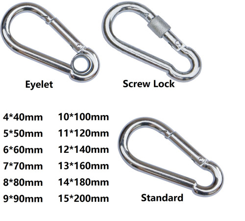 Galvanised carabiner clips - galvanised,