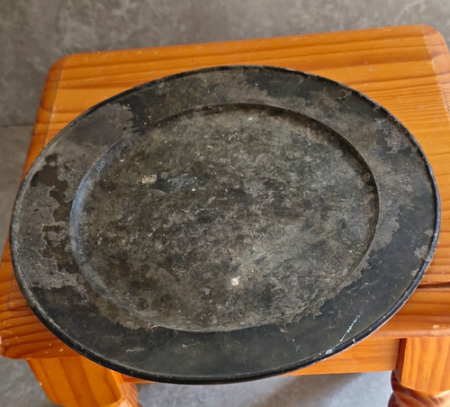 Antique pewter plate primitive - antique,