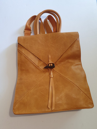 Label unisex tan backpack - label,
