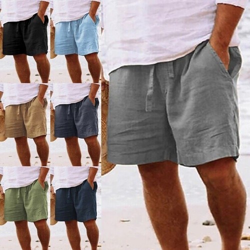 Mens cotton linen shorts - mens,