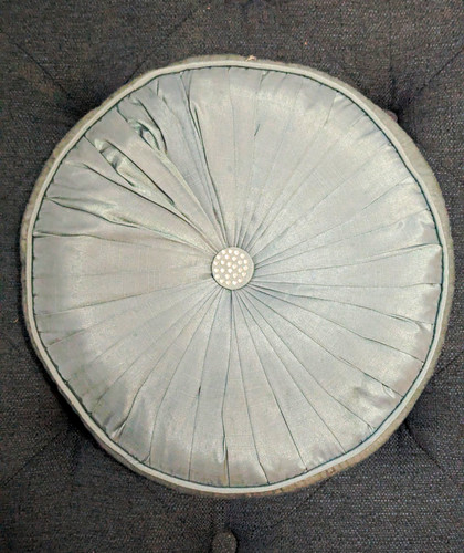 Teal round pleated cushion - teal,