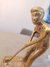 Brass Golfer Door Stop / Ornament 