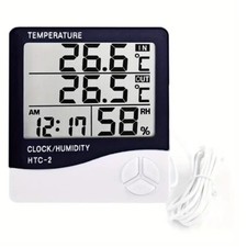 LCD Digital Thermometer Hygrometer Indoor Outdoor Weather Station Clock HTC-2 UK