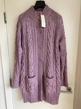 Woolovers Aran Coatigan Rose