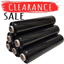 Pallet Wrap 6 Rolls Thick Black Shrink Wrap, 250M 23 Micron Extra Strong
