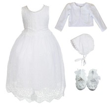 Girls White Lace Christening