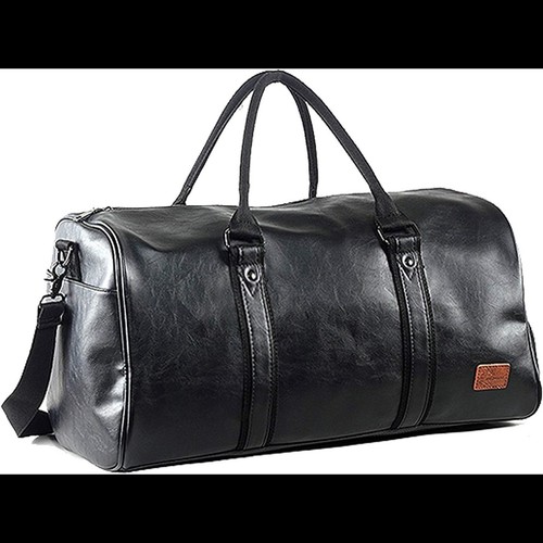 Leather travel bag with shoe - bag,