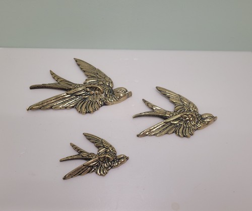 Vintage brass swallows - vintage, wall