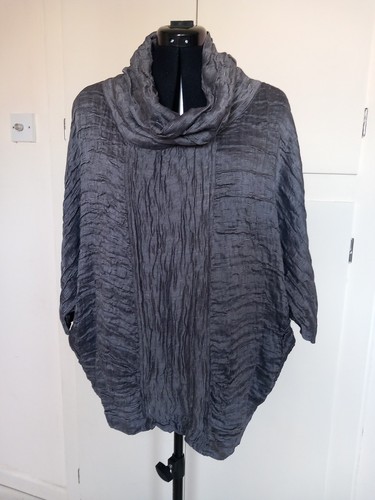 Grizas grey linen silk top - linen/silk, l