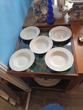 Barrett’s Fine Tableware Ivory Colour 9 3/4” Rimmed Soup Bowl Set Of 5 England