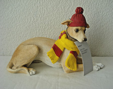 Next Natural Walter the Whippet Dog Puppy Yellow Scarf Ornament Sculpture 