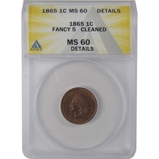 1865 Fancy 5 Indian Head Cent