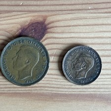 1943 Half Penny and Farthing Coins, King George VI