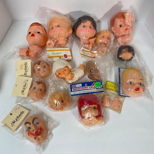 Vintage lot plastic doll faces - plastic,