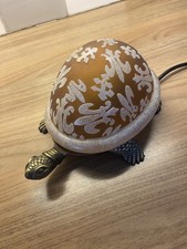 Tiffany Style Tortoise Table Lamp- Glass Shell Shade- Tested & Working