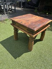 Thakat Sheesham Maharani Wood Square Coffee Table with Ironwork detail