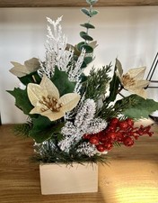 Christmas Poinsettia Floral Arrangement Artificial Flowers Gold